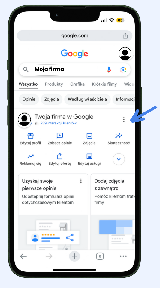 nadawanie uprawnień do google moja firma na urządzeniu mobilnym